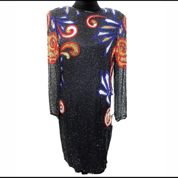 Vintage Dresses & Skirts - Vintage A J Bari Sequin Silk Dress
